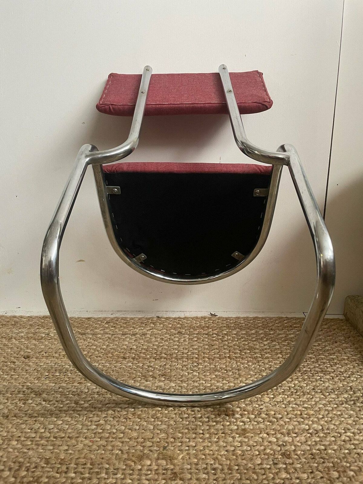 Tubular Bauhaus Style Cantilevered Large Kids Chair With Dusty Red Seat And Back photo vintage