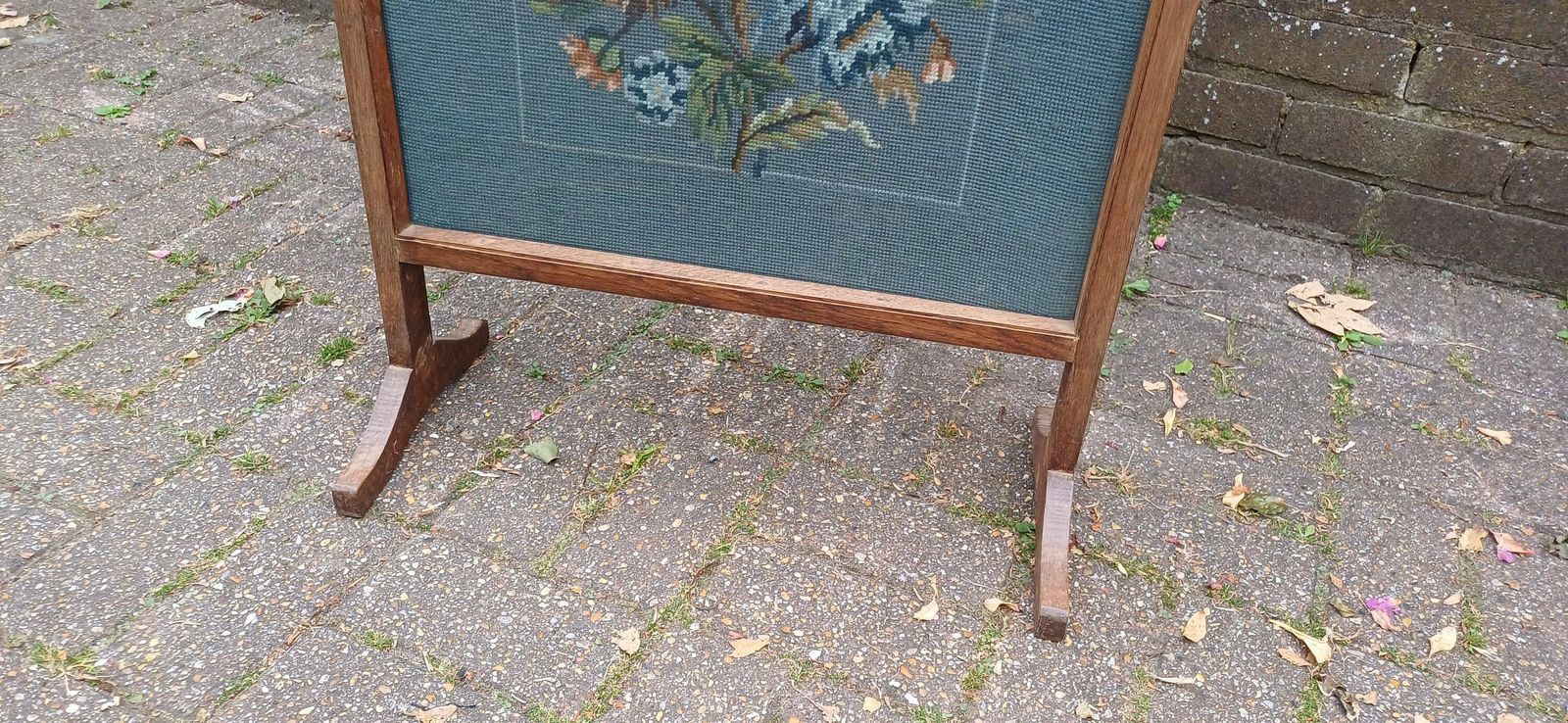 Top Quality Oak Mid 20th Century Fire Screen Flower Floral Still Life photo buy