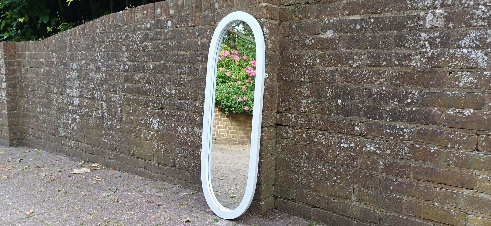 Large Painted Shabby Chic Mirror In Farrow And Ball Light Blue. photo vintage
