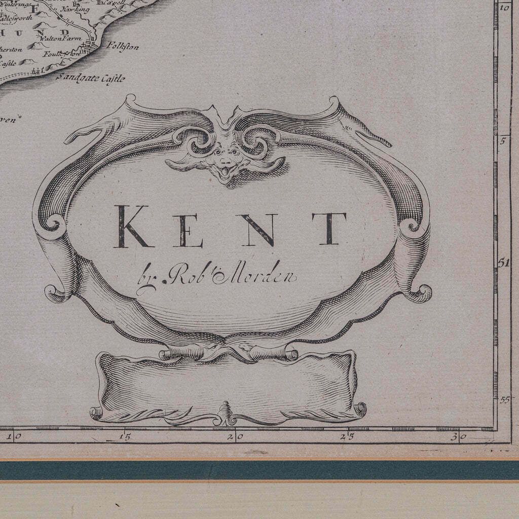Large Antique Lithography Map Of Kent, English, Cartography, Robert Morden, 1700 photo 895.0