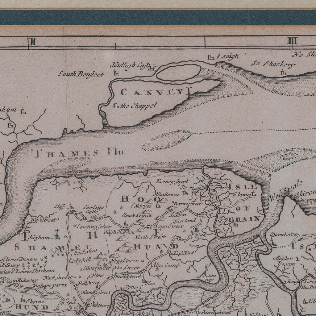 Large Antique Lithography Map Of Kent, English, Cartography, Robert Morden, 1700 photo vintage