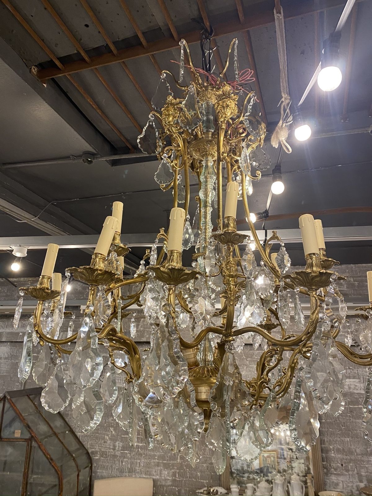 Stunning, Very Large, Bronze French Chandelier, Matching Pair photo furniture
