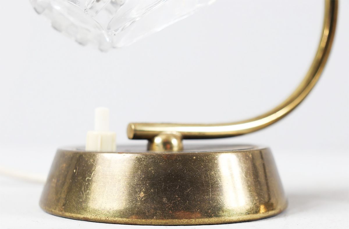 Set Of Two Mid Century Bedside Table Lamps With Original Glass Shades, C.1960 photo 500.0