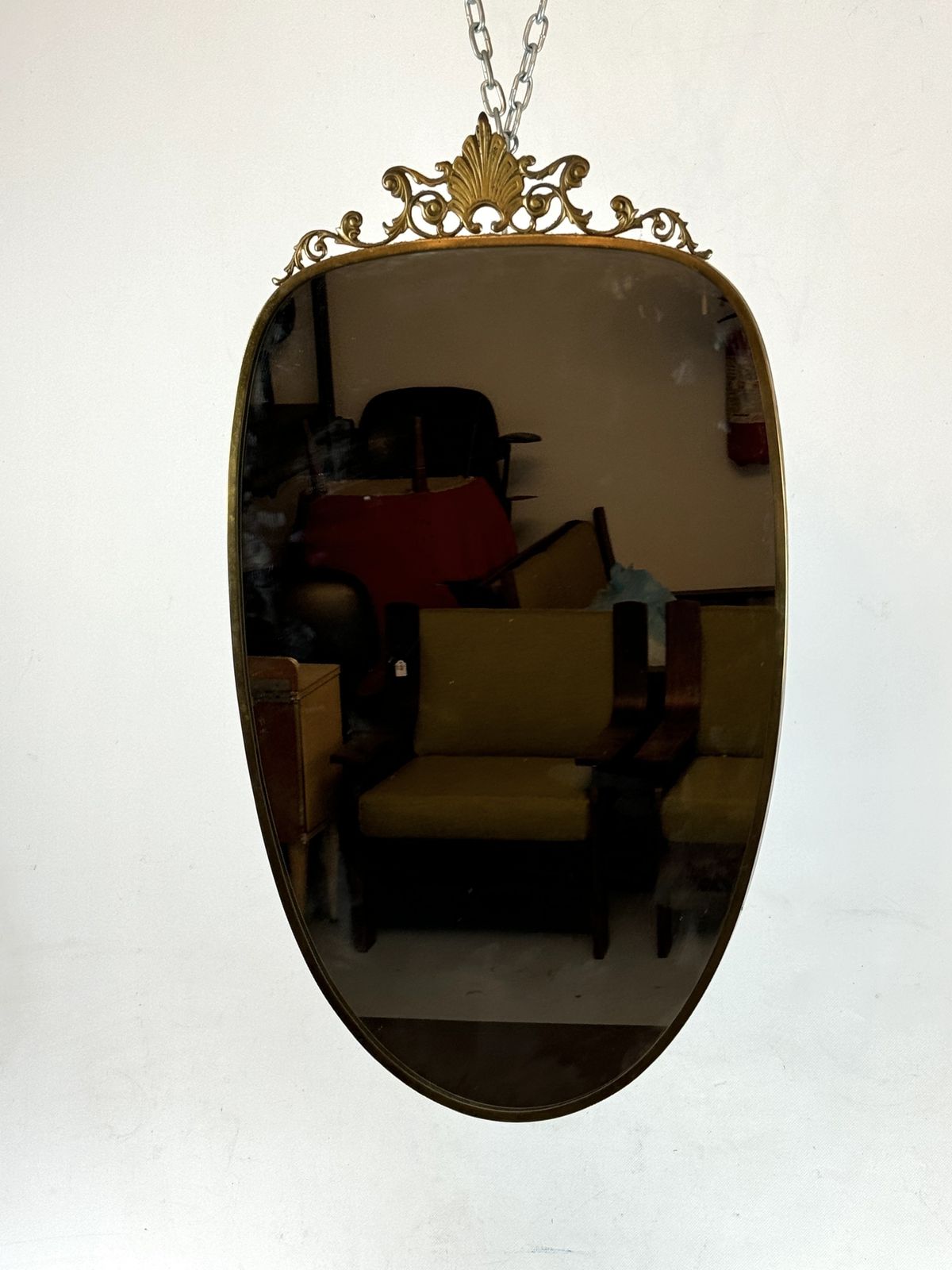 Gio Ponti Style, Mid Century Mirror In Brass. Italy 1950s