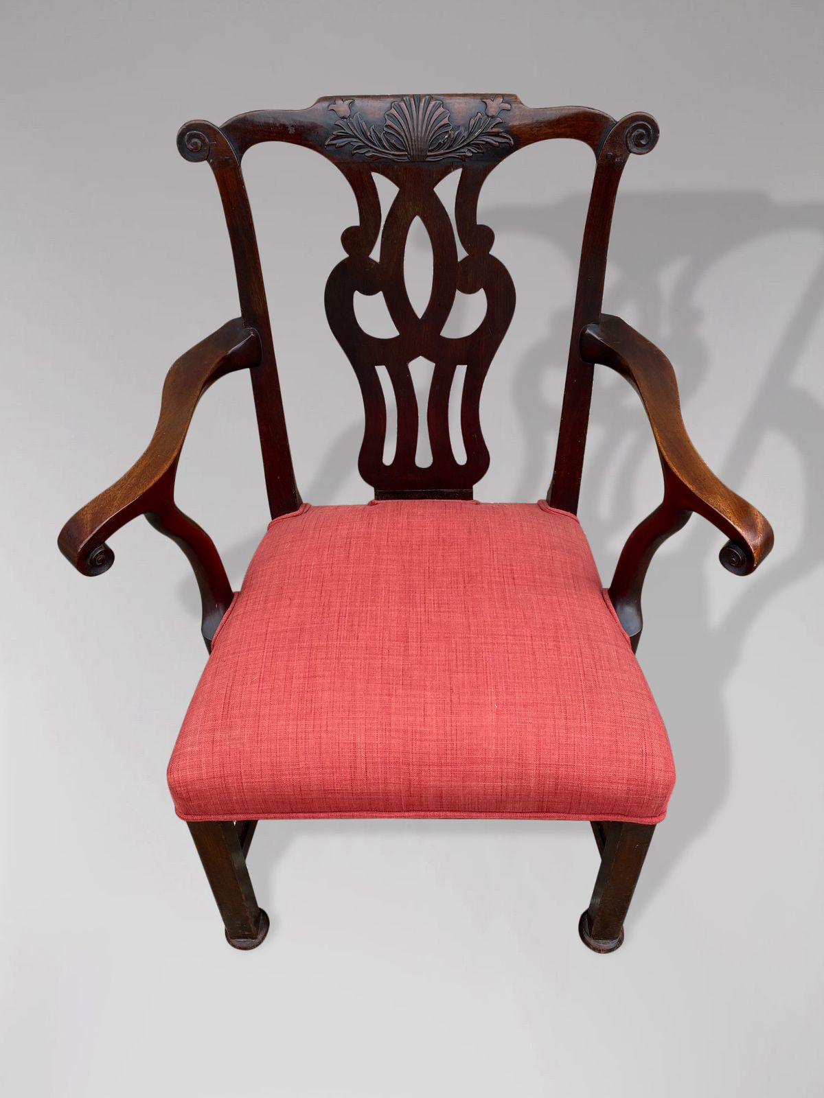 18th Century Georgian Mahogany Chippendale Armchair photo vintage