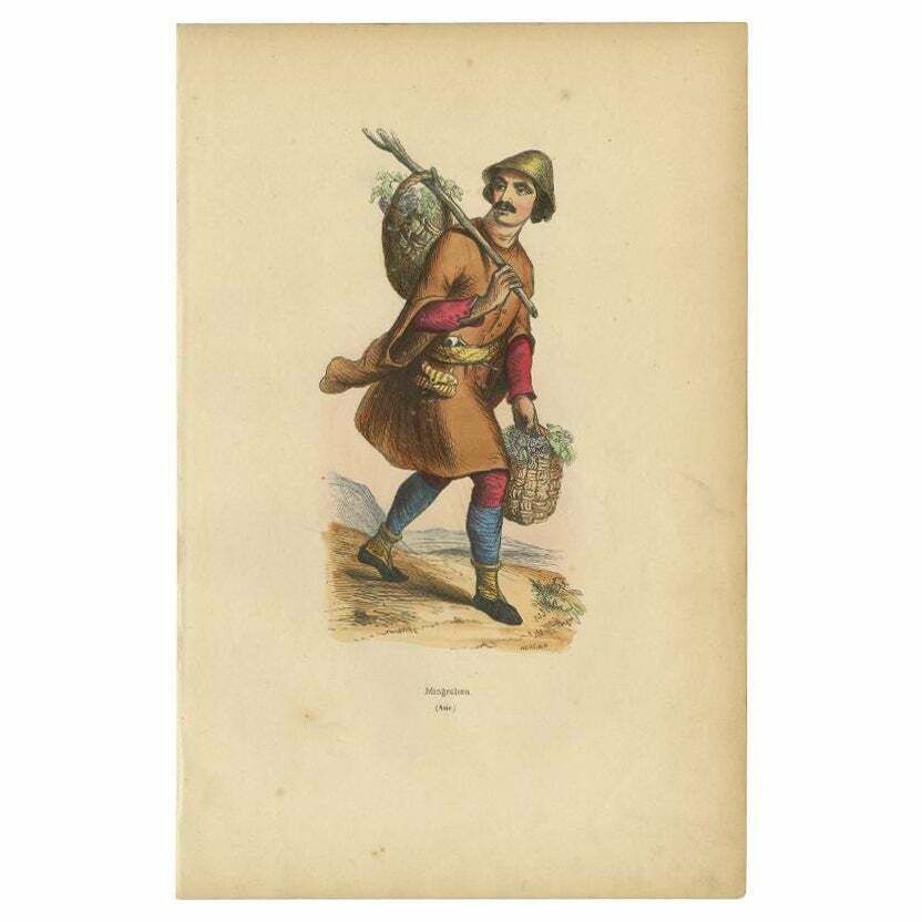 Antique Print Of A Mingrelian, An Indigenous Ethnic Subgroup Of Georgians