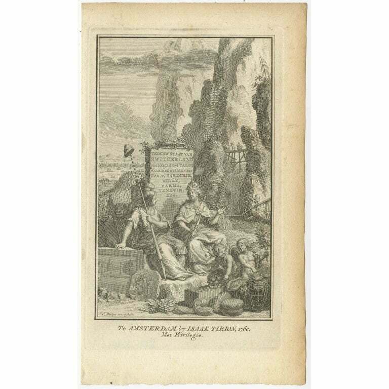 Antique Frontispiece Of The Volume Switzerland En Italië, 1760 photo furniture