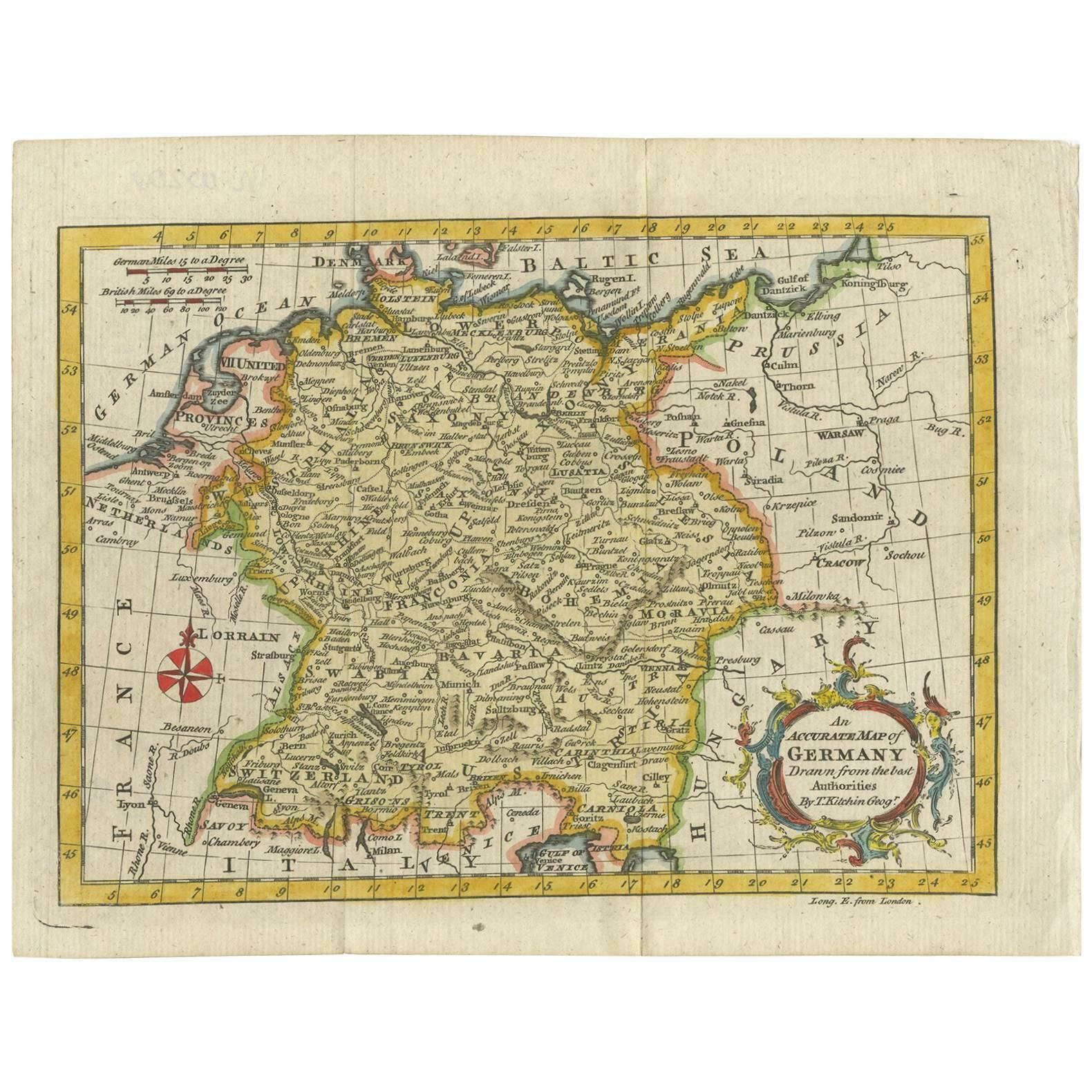 Antique Map Of Germany By T. Kitchin, Circa 1770