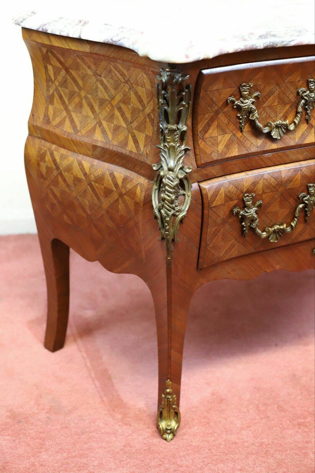 Stunning French Kingwood Parquetry Veneered Three Drawer Commode photo Furniture