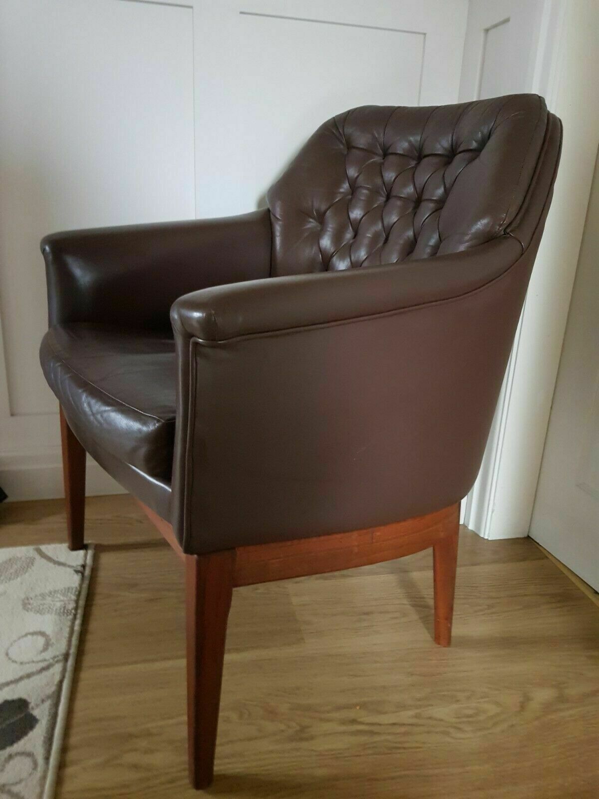 A Leather Mid Century Armchair By Jens Risom photo Furniture