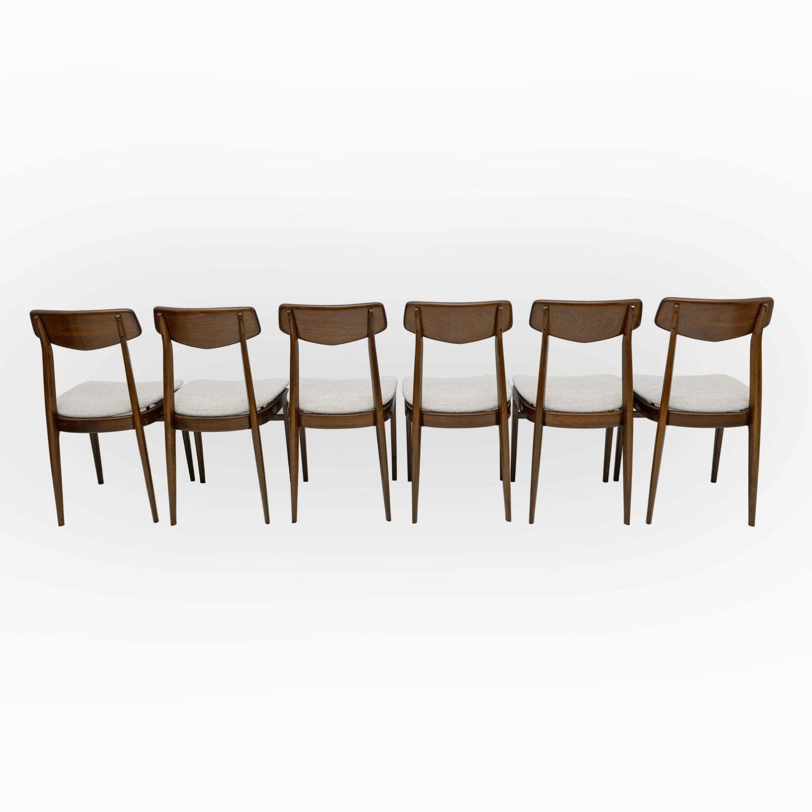 Set Of Six Walnut Stained Beech And Bouclè Fabric Dining Chairs, Denmark, 1960s photo 2332.0