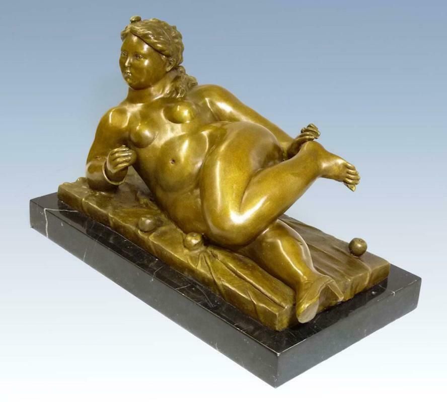 Sculpture In Patinated Bronze After Fernando Botero, 20th Century. photo for sale