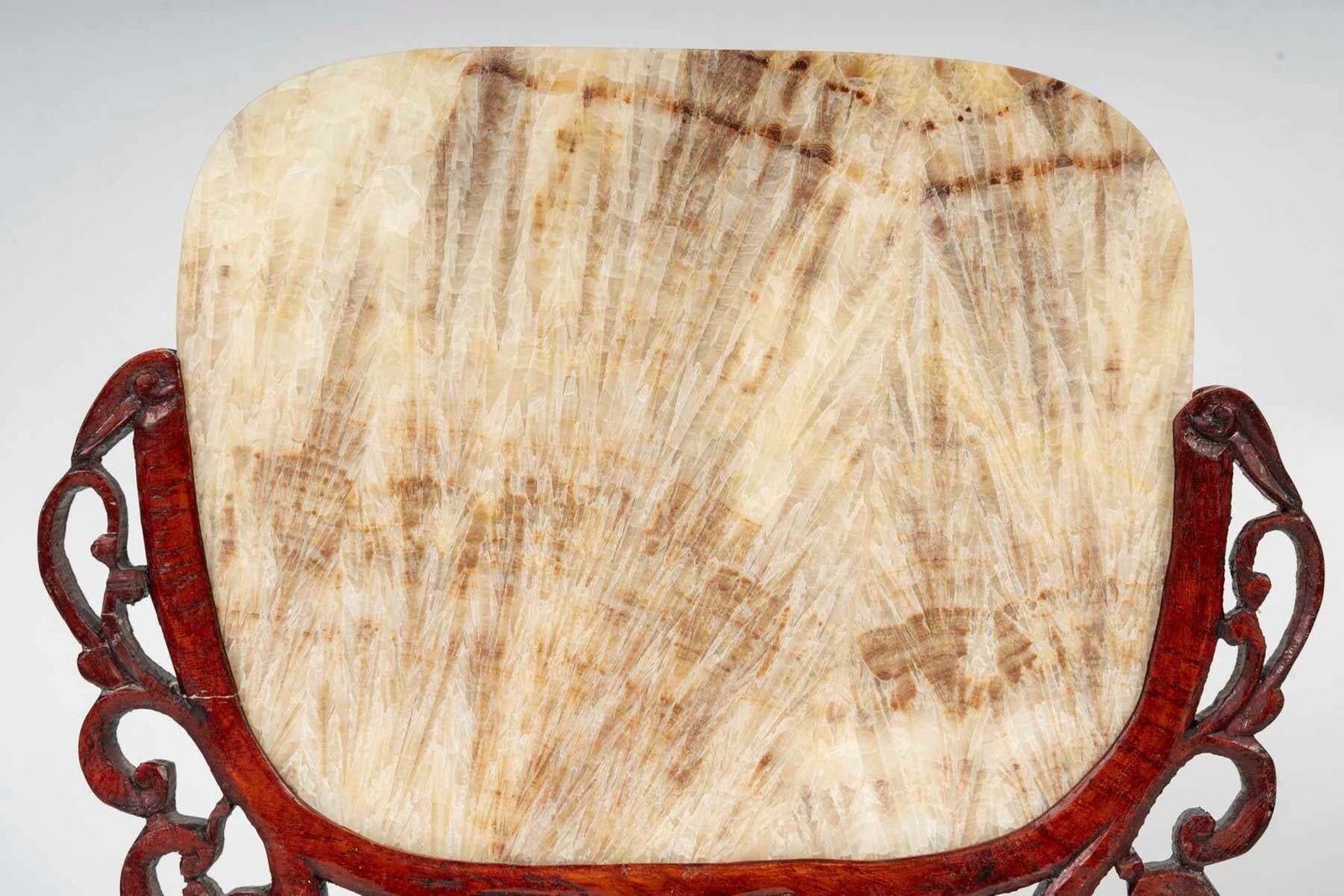 Pair Of Carved Wood And Transparent Marble Light Covers, Art Of Asia. photo Lighting