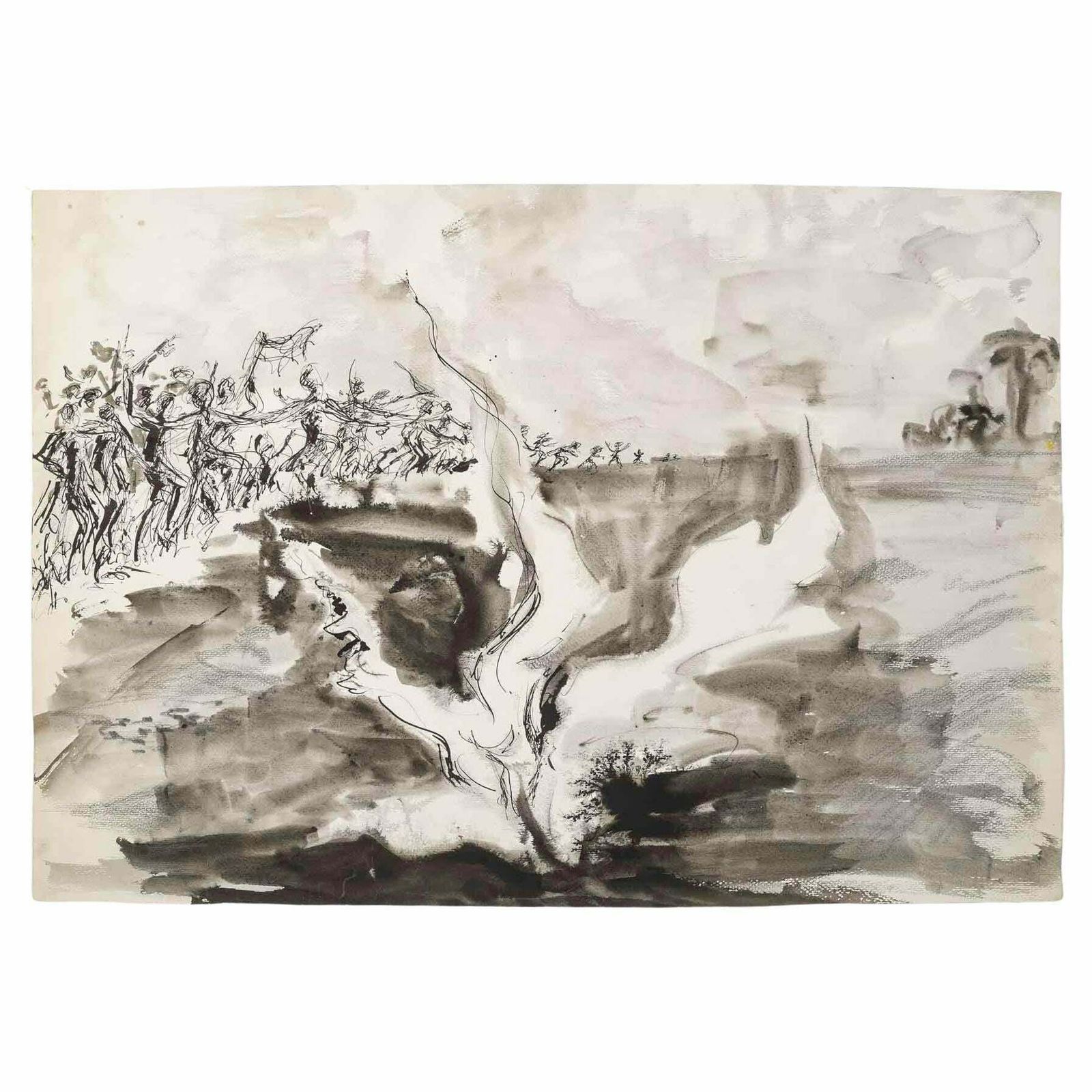 Drawing On Paper In Ink, The Battle, 20th Century.