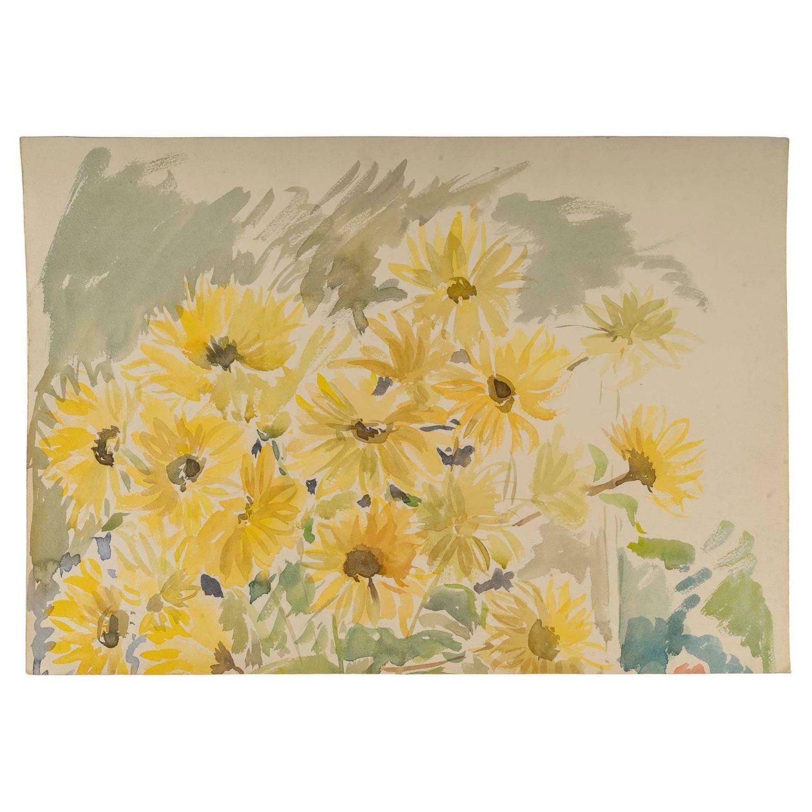 Watercolour On Paper Of A Bouquet Of Flowers, 1950 1960.