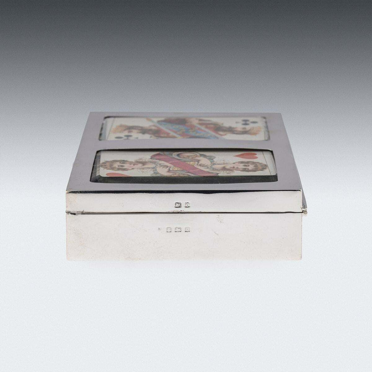 20th Century British Solid Silver Decorative Cigar / Games Box C.1938 photo 2195.0