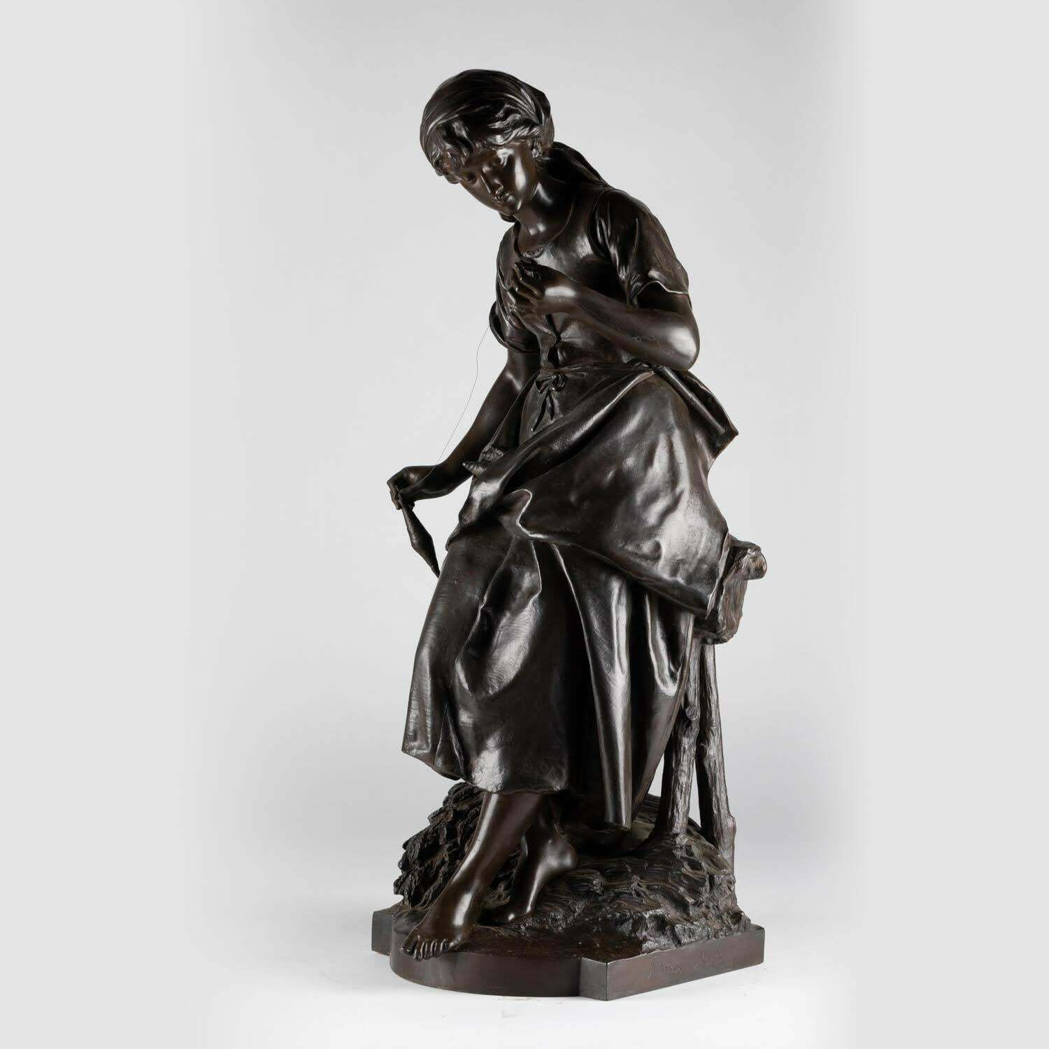 Bronze Sculpture With Brown Patina By Mathurin Moreau, Napoleon III Period. £4,232.57 photo furniture