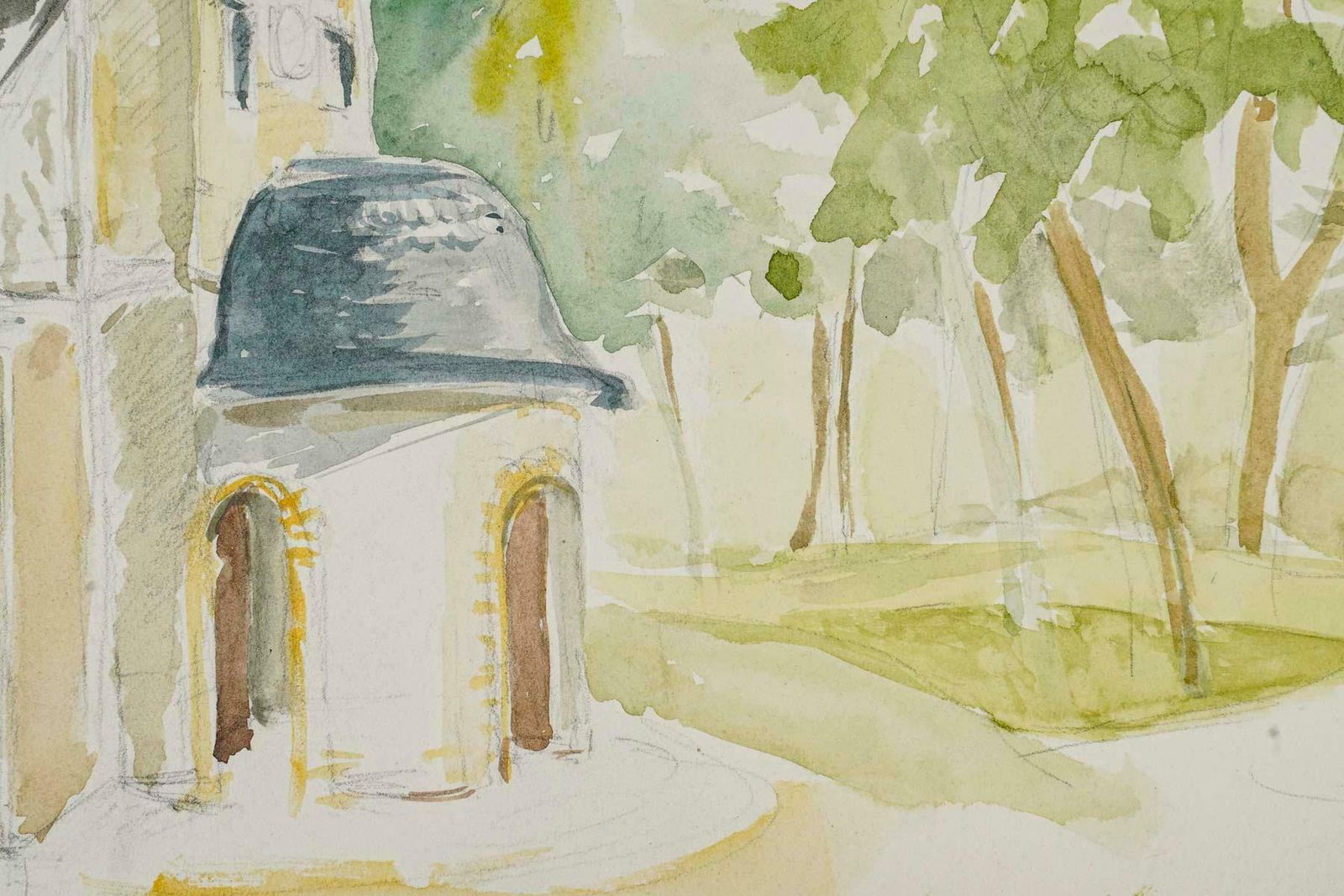 Watercolour On Paper By Evelyne Luez, 20th Century. photo for sale