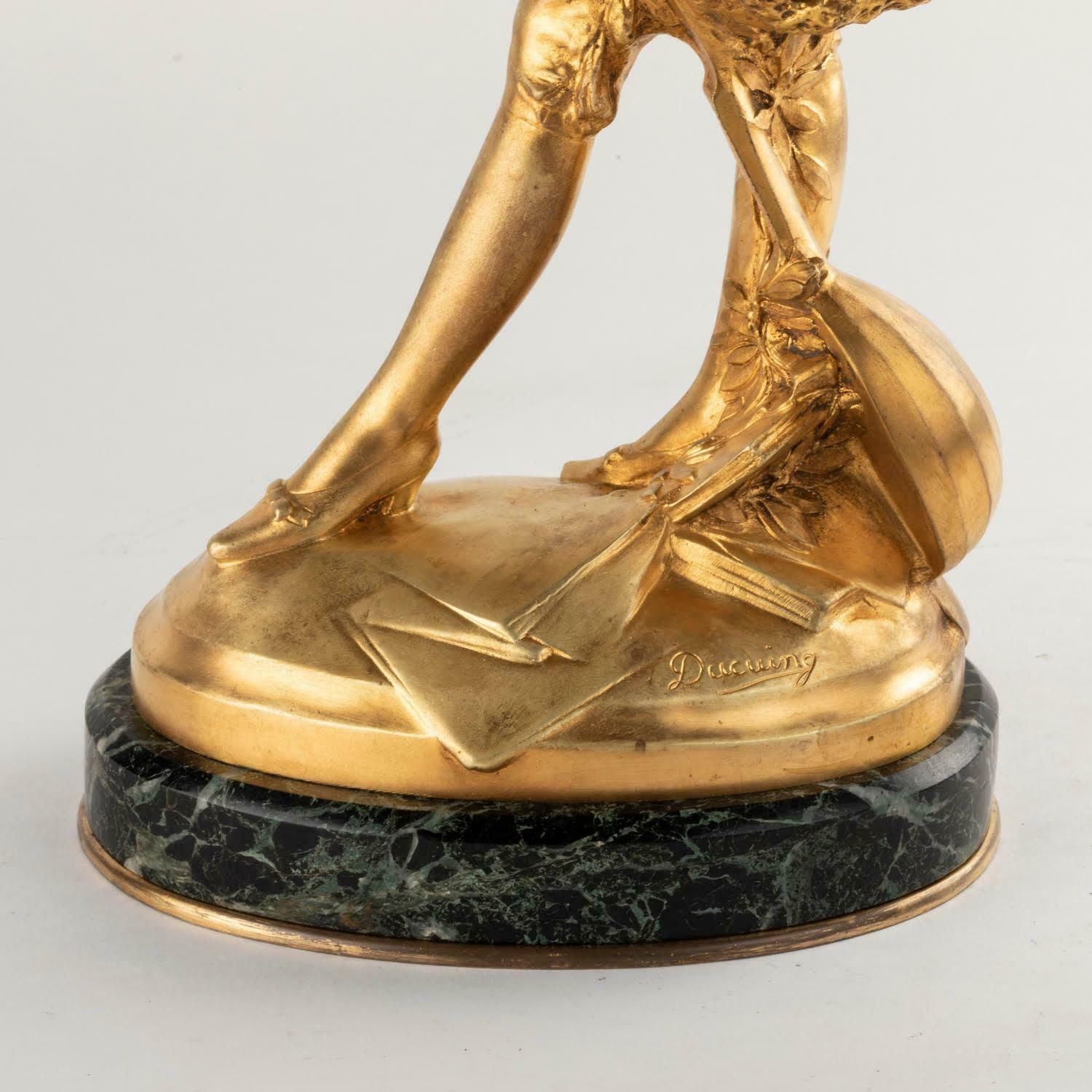 Sculpture In Gilt Bronze And Marble Base By Paul Ducuing, 19th Century. photo for sale
