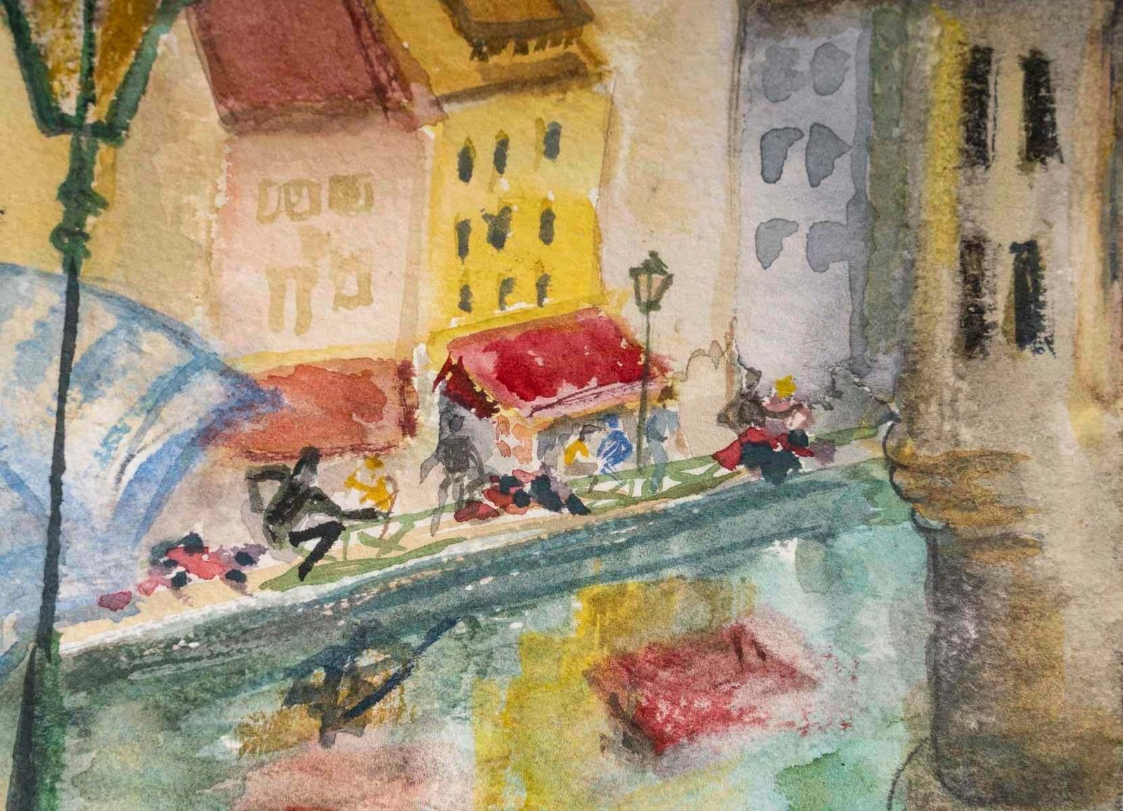 Watercolour Drawing On Paper By Evelyne Luez, 1980 90. photo Art