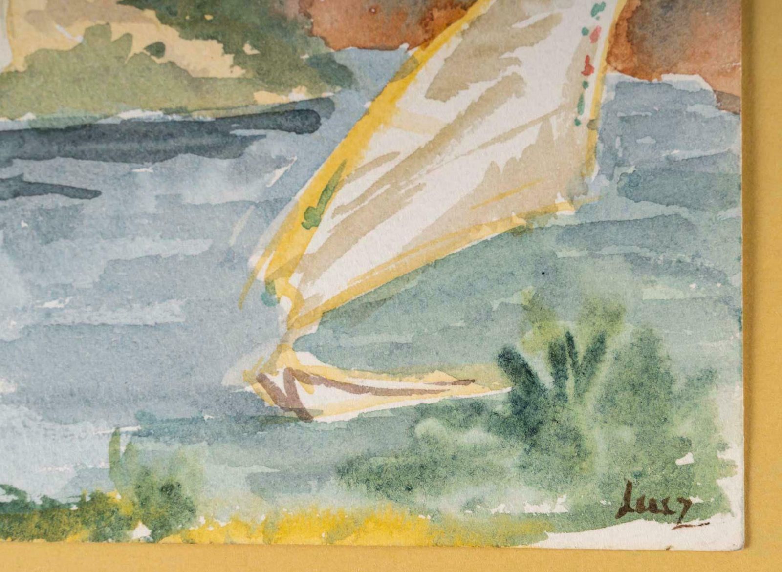 Watercolour Drawing On Paper By Evelyne Luez, 1960 80. photo vinterior