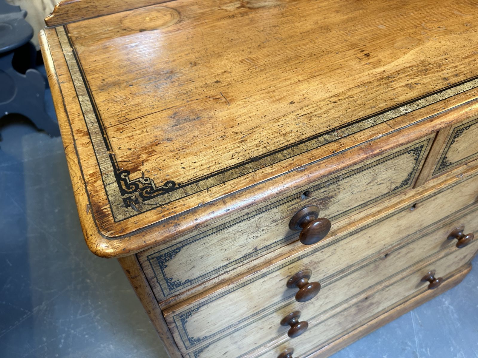 Victorian Stencilled Pine Chest Of Drawers photo 850.0