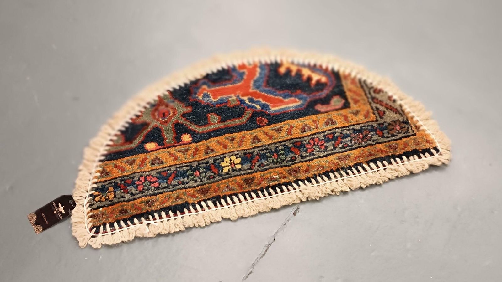 Handmade Rug Doormat Oriental Rug Half Circular Interior Carpet Mat Entrance Way photo vintage