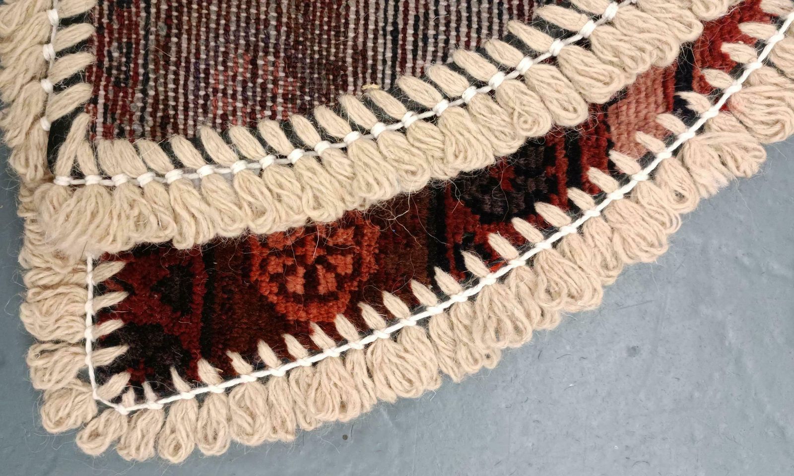 Handmade Rug Doormat Oriental Rug Half Circular Interior Carpet Mat Entrance Way photo vinterior