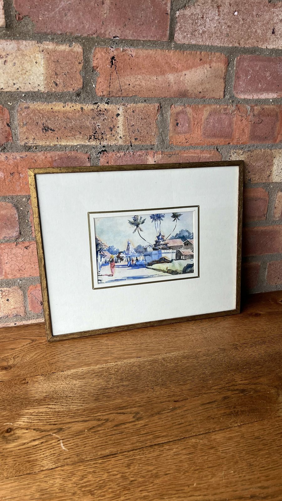 1935 Original Watercolour Painting Depicting Indian Village Signed And Bears A Note