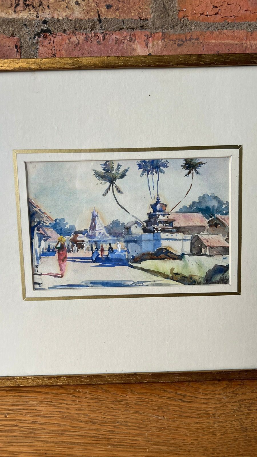 1935 Original Watercolour Painting Depicting Indian Village Signed And Bears A Note photo furniture