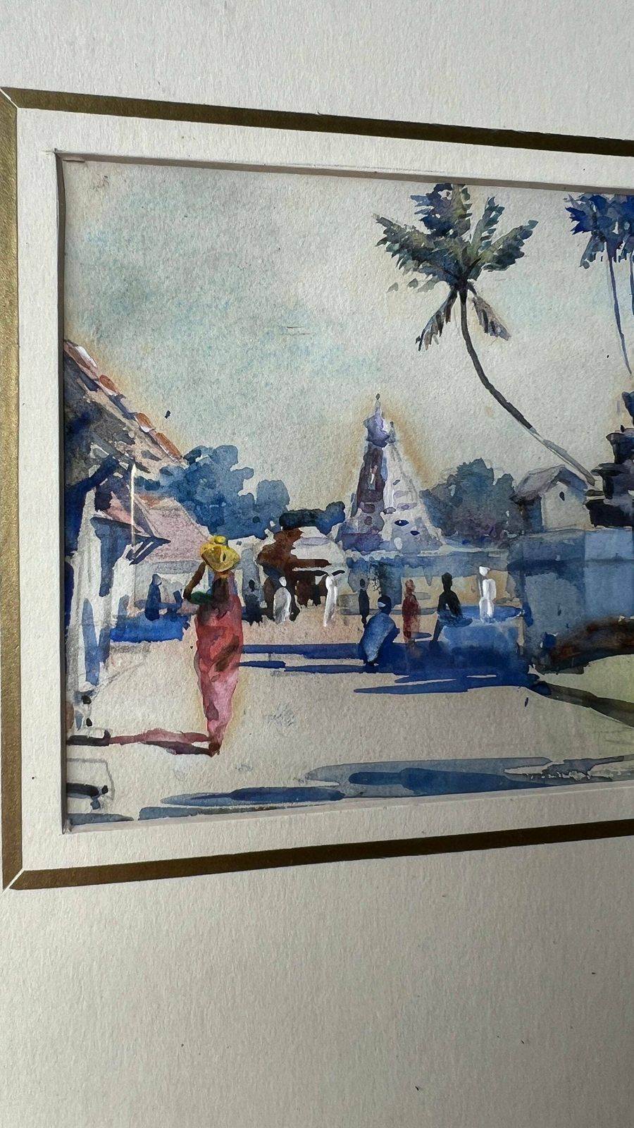 1935 Original Watercolour Painting Depicting Indian Village Signed And Bears A Note photo 99.0