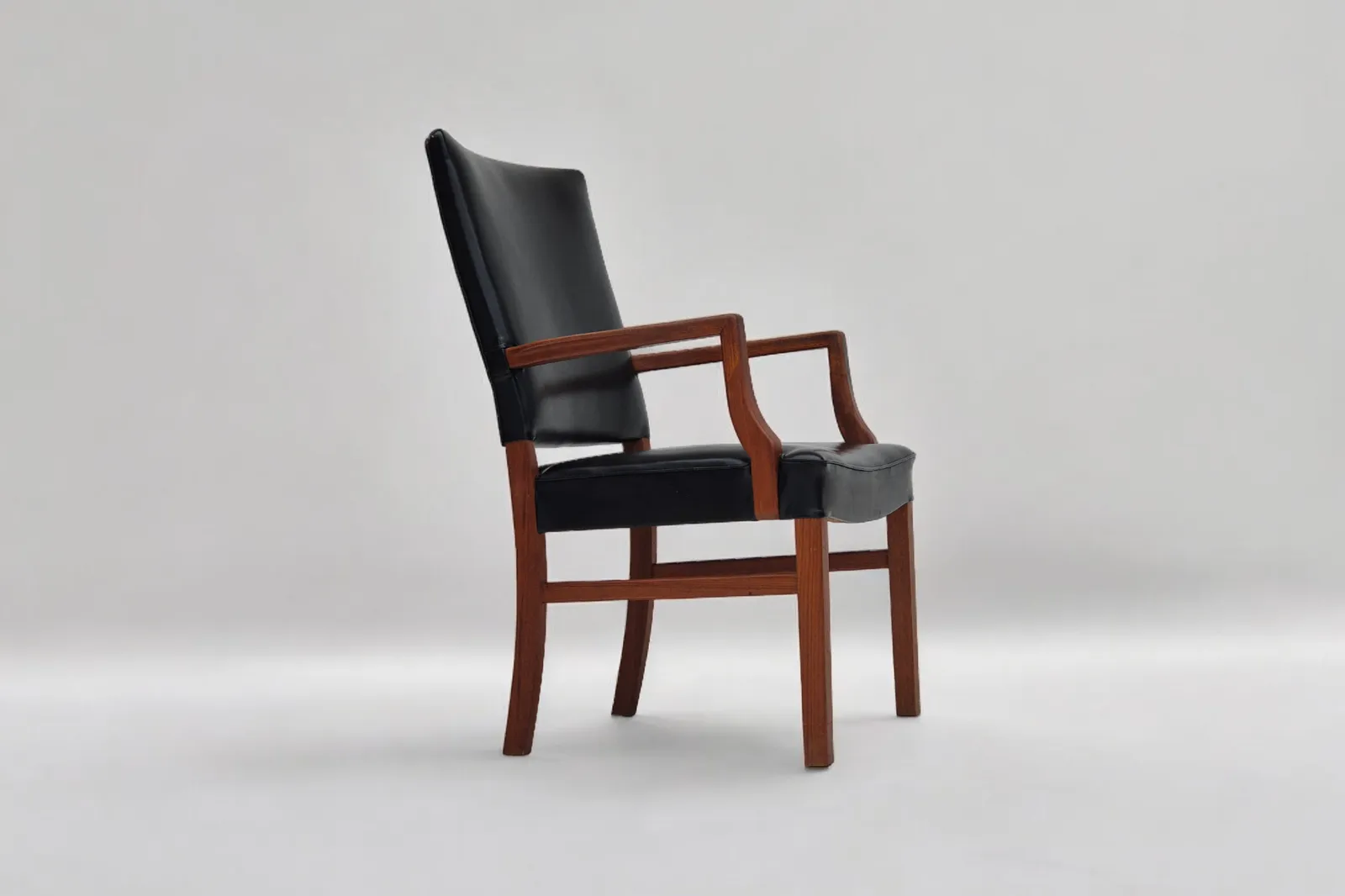 1960s, Danish Armchair, Original Very Good Condition, Teak Wood, Artificial Leather.