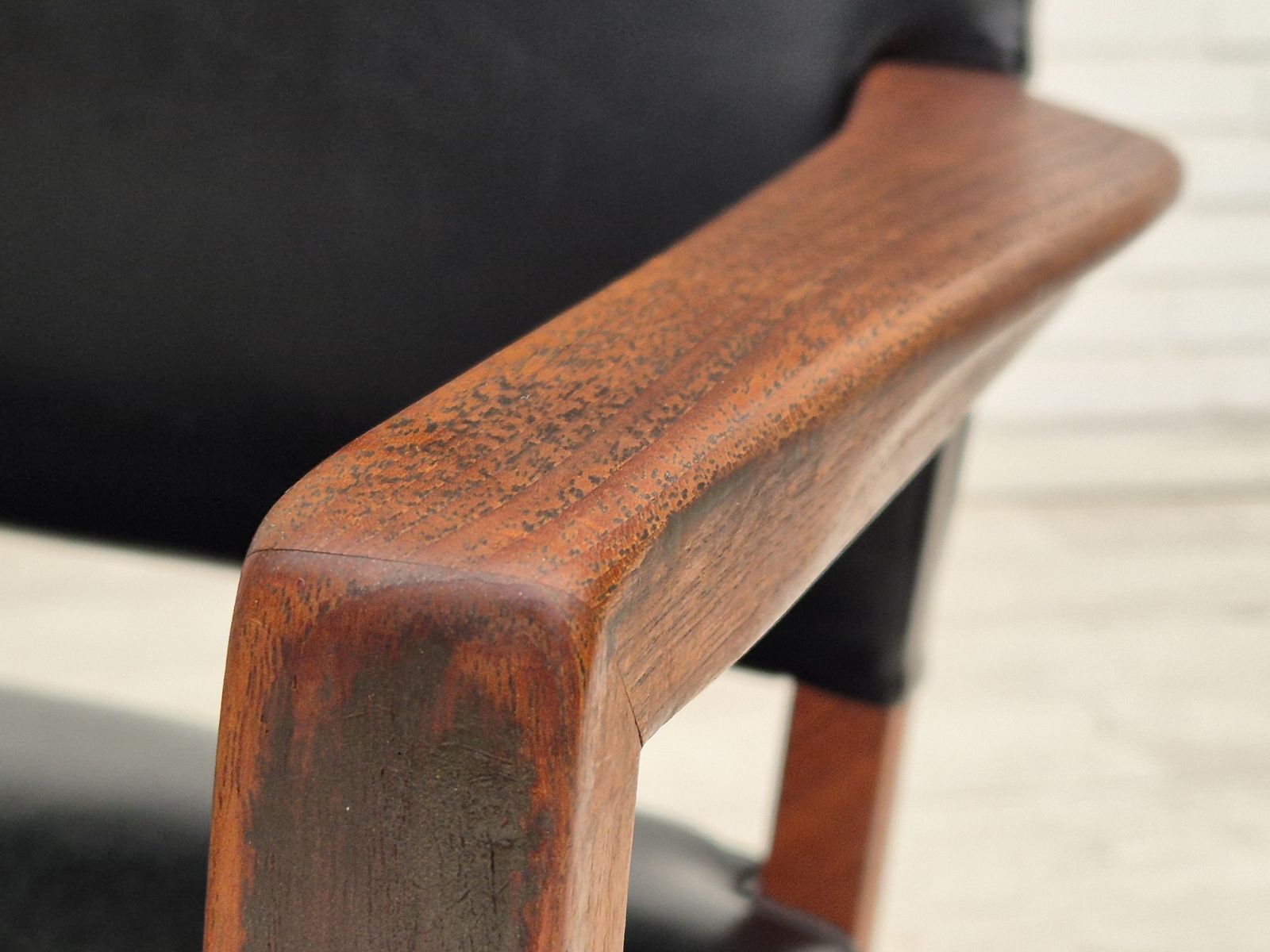 Furniture 1960s, Danish Armchair, Original Very Good Condition, Teak Wood, Artificial Leather. photo