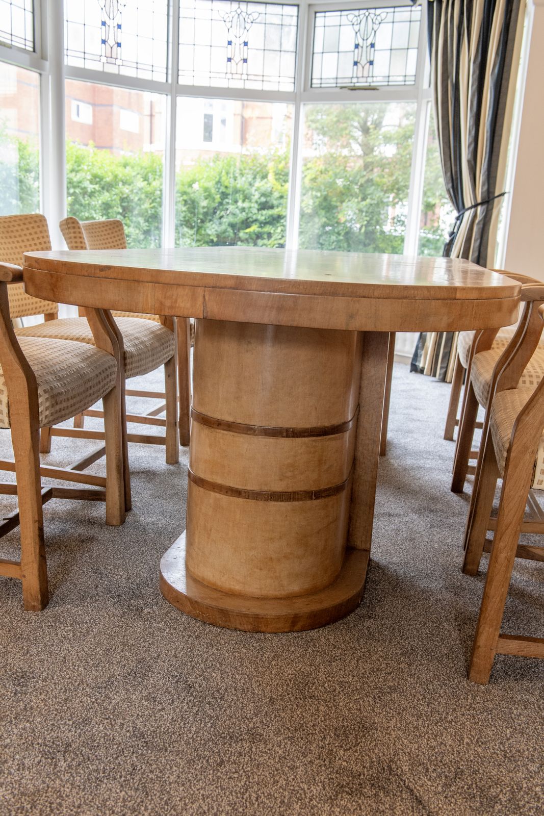 Art Deco Dining Suite With Chairs & Sideboard.Circa 1930s. In Birdseye Maple photo 2995.0