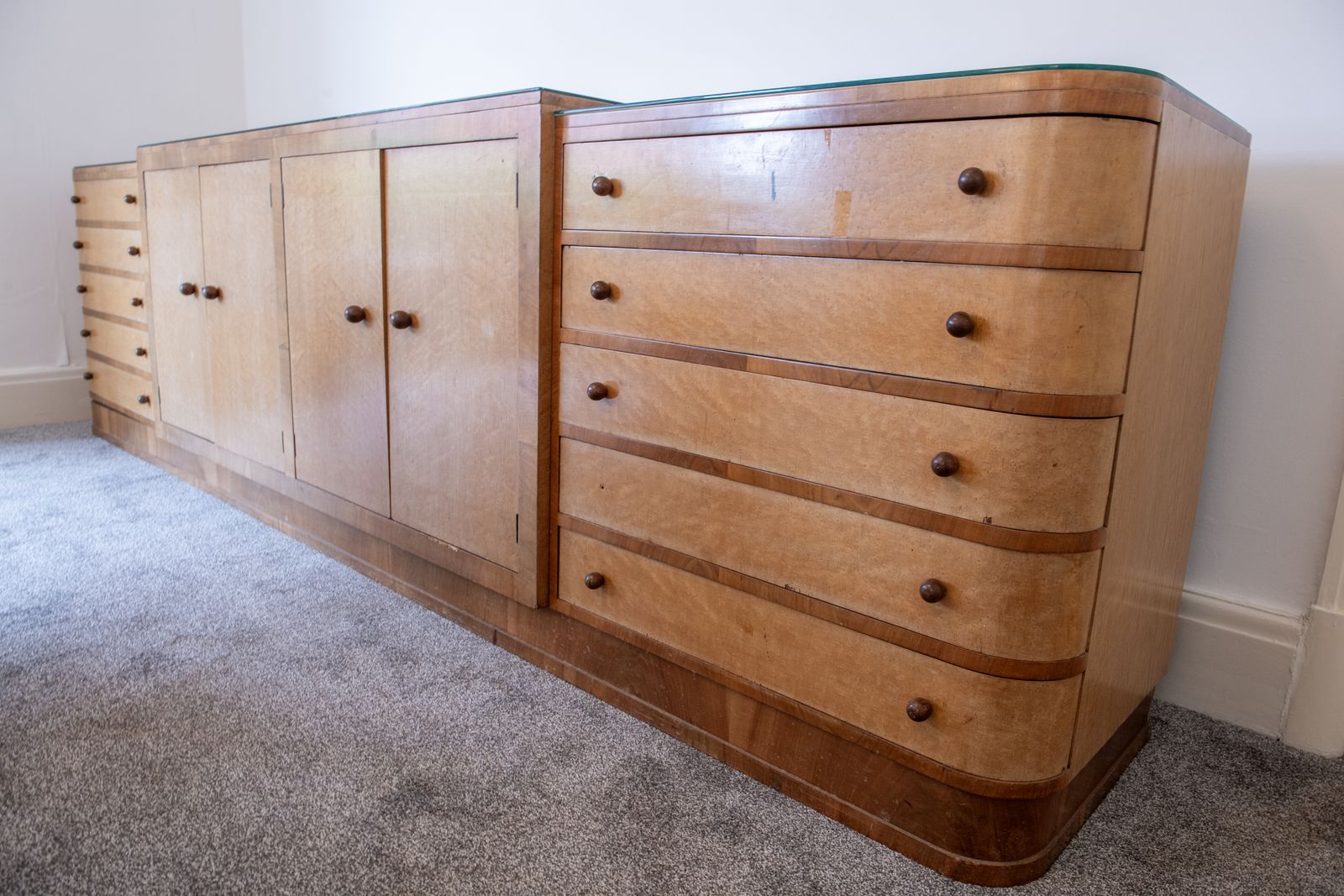 Art Deco Dining Suite With Chairs & Sideboard.Circa 1930s. In Birdseye Maple photo vinterior