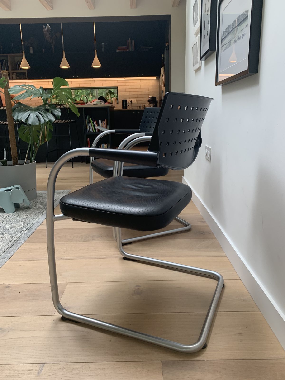 Vitra Visavis Visasoft Dining / Meeting Chair With Leather Seat Pad. (2no.) photo for sale