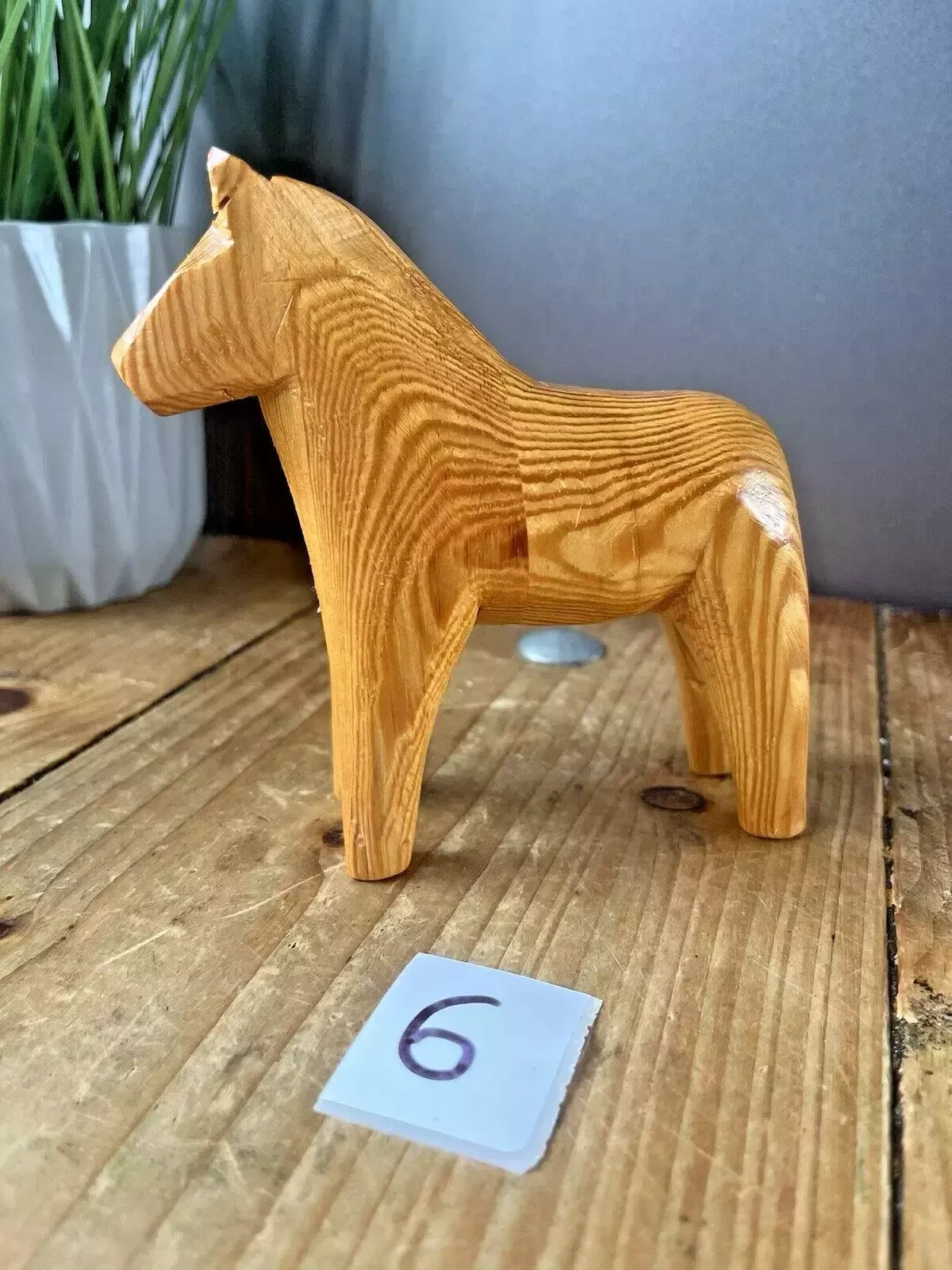 Vintage 60's Large 12cm Unpainted Swedish Folk Art Dala Horse Dalahast photo buy