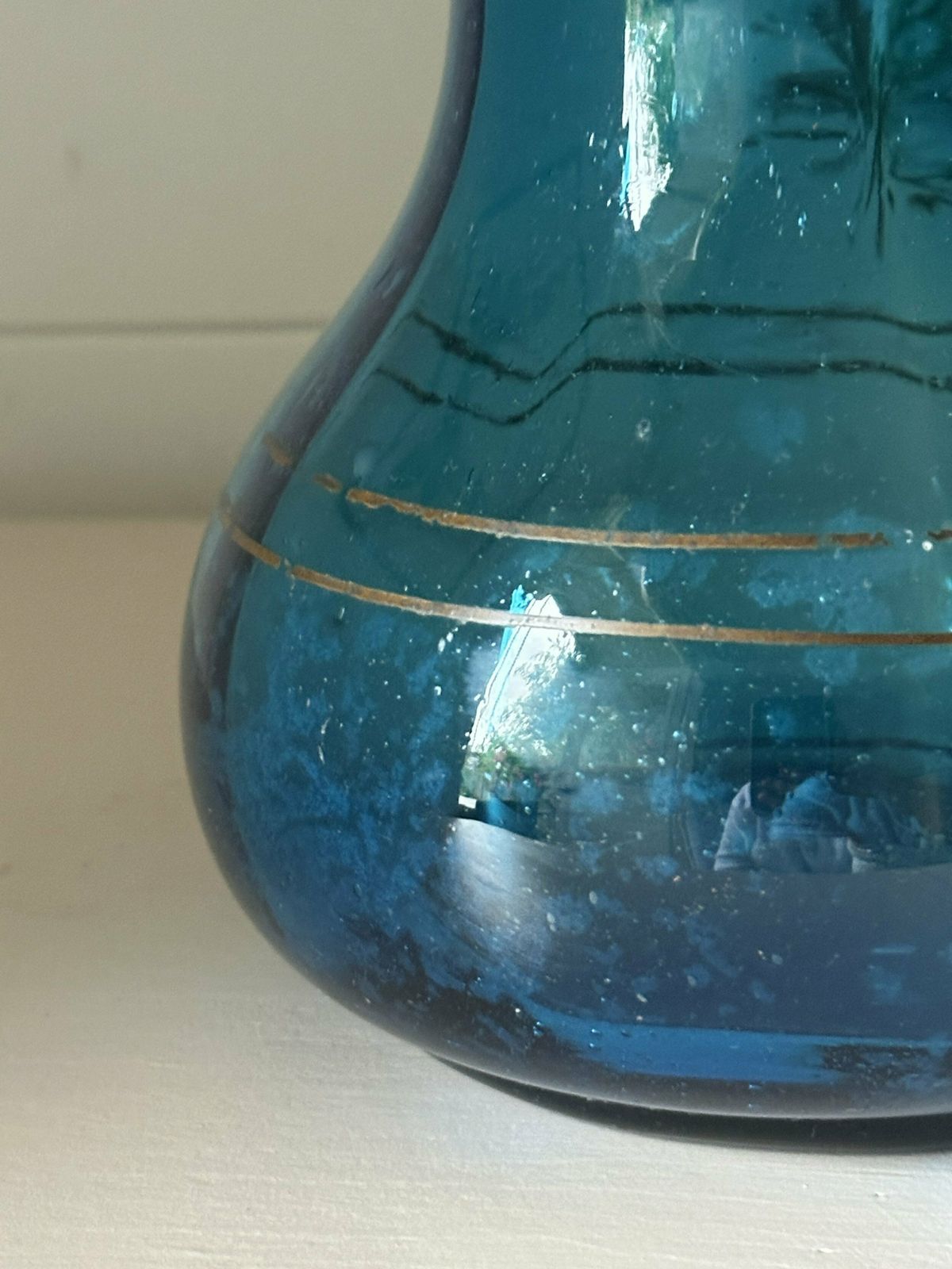 Stunning Pair Of Blue French Frill Neck Vases photo vintage