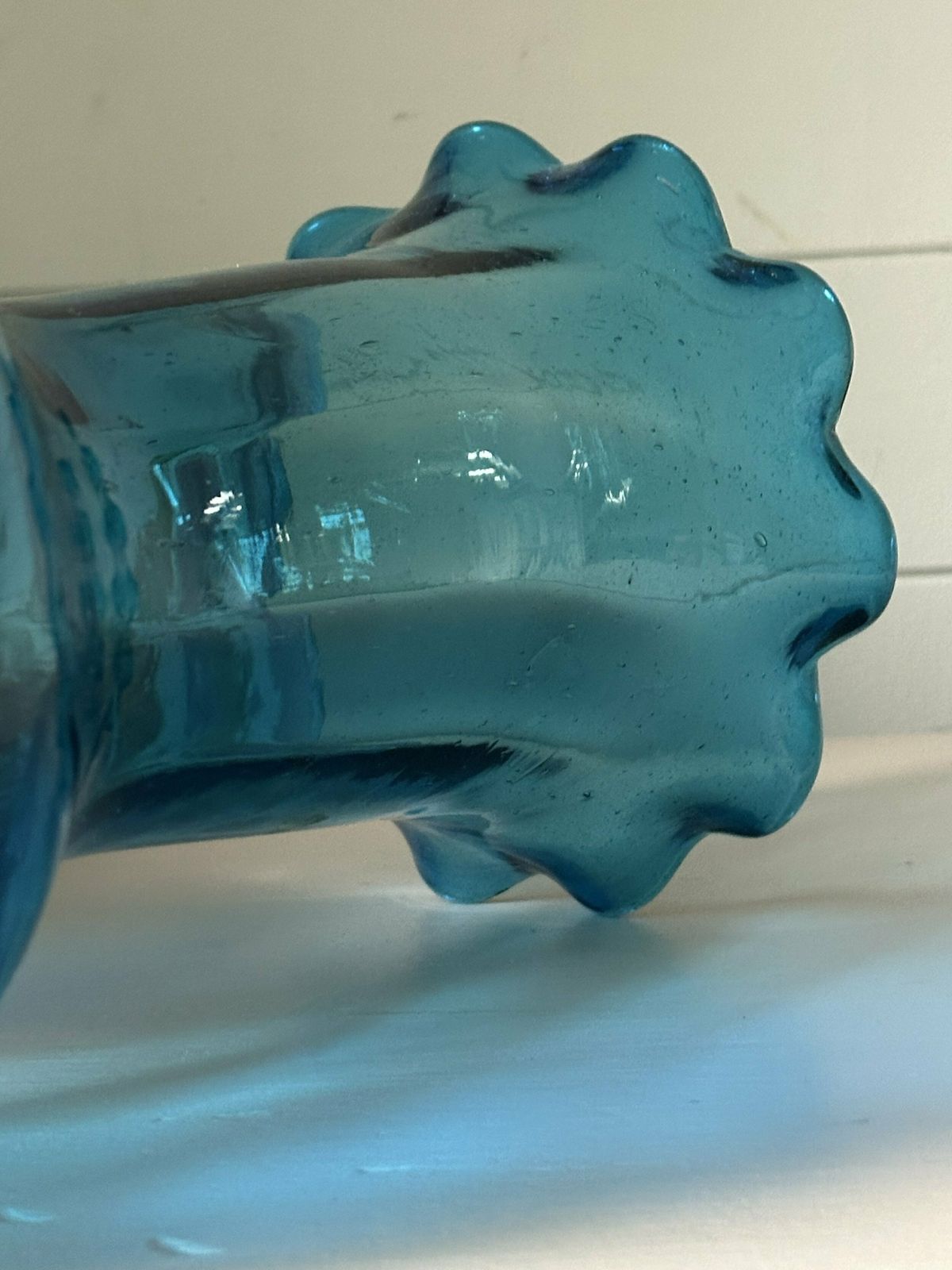 photo furniture Stunning Pair Of Blue French Frill Neck Vases