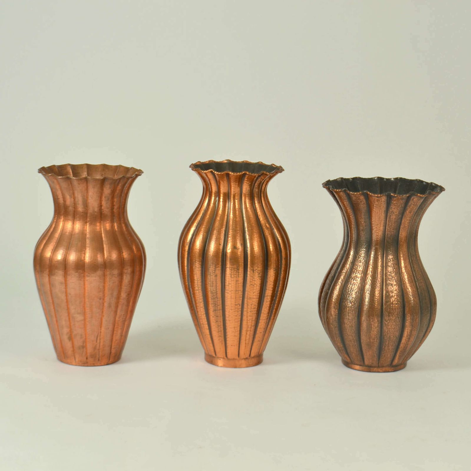 Set Of Large Copper Amphora Vases By Egidio Casagrande, Italy 1950's photo for sale