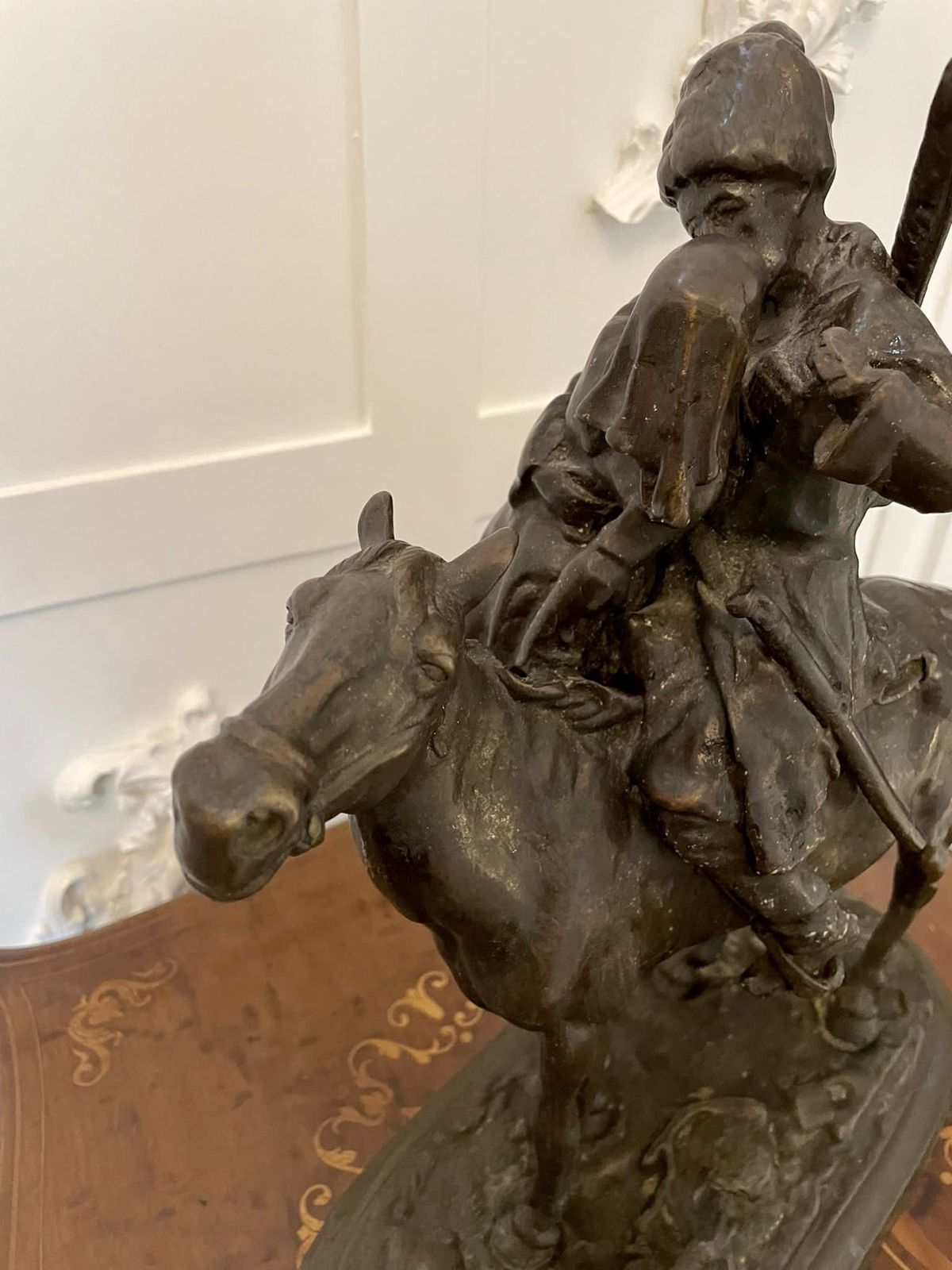 photo furniture Antique 19th Century Quality Bronze Figure Of A Cossack On Horseback