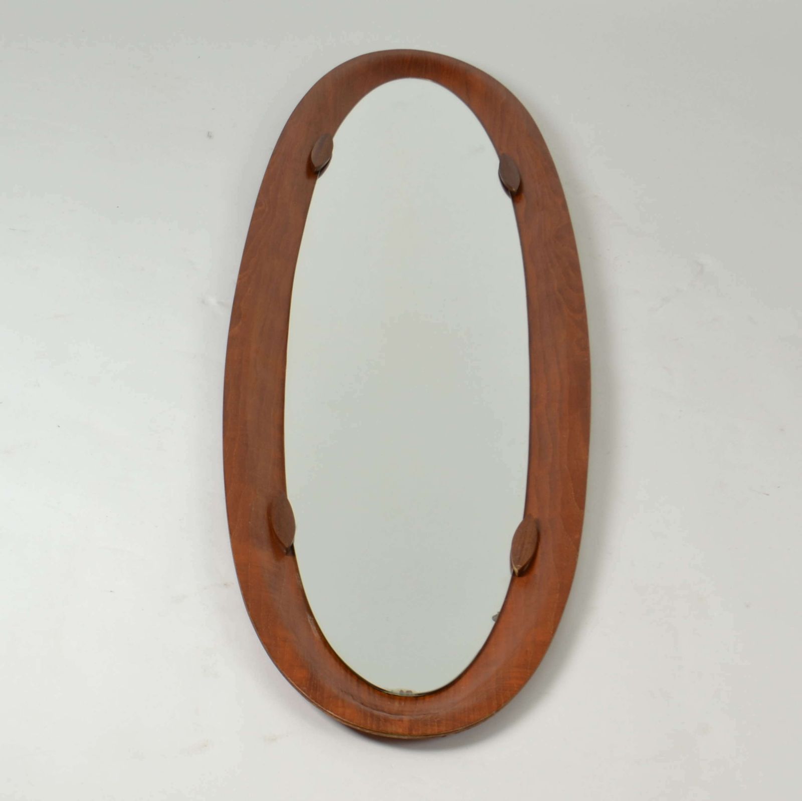 Italian Oval Ply Wood Mirror By Franco Campo & Carlo Graffi photo vinterior