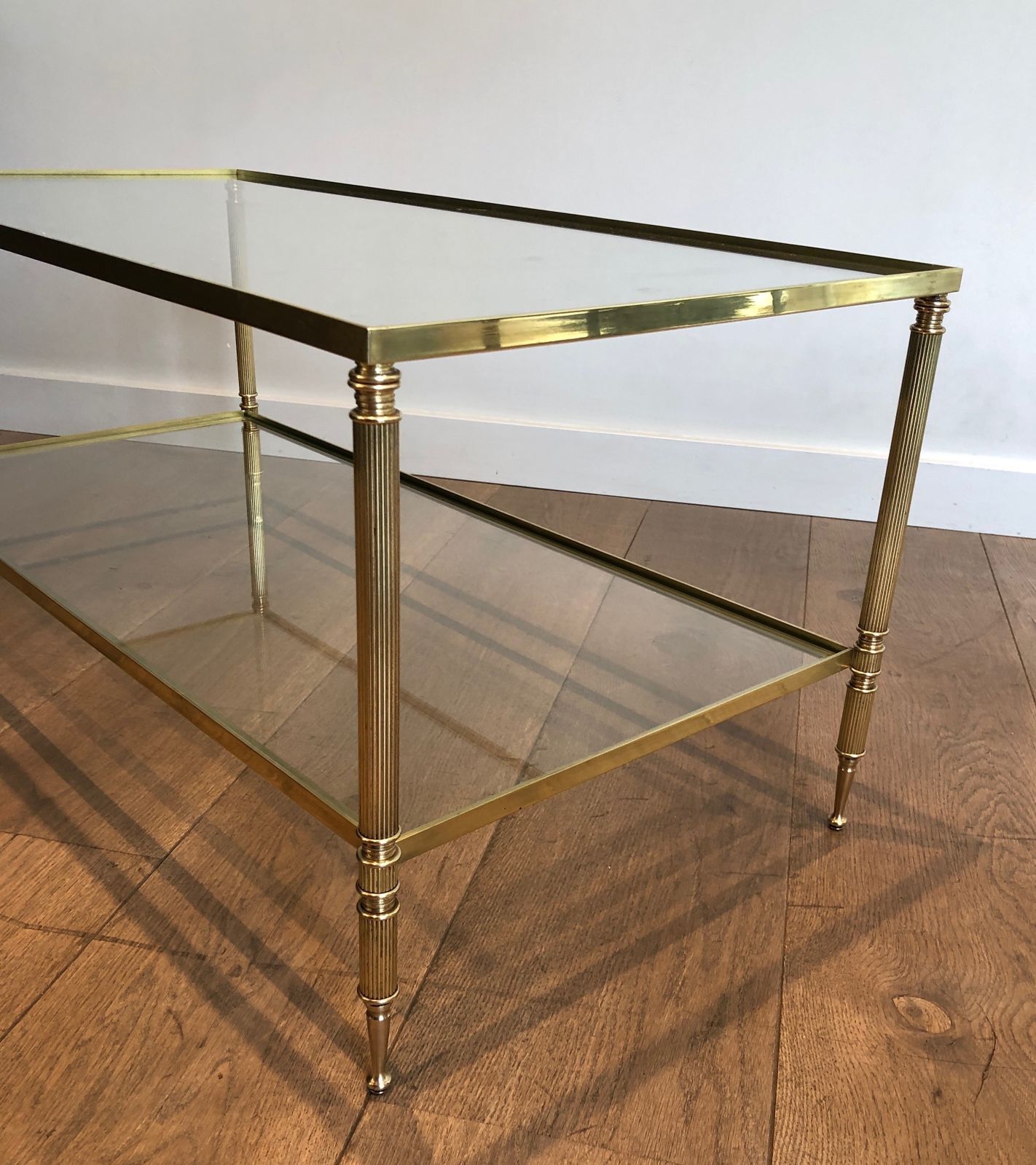 Brass Rectangular Coffee Table In The Style Of Maison Jansen. Circa 1940 photo vintage