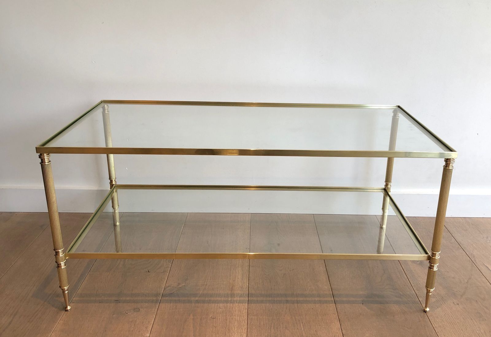 Furniture Brass Rectangular Coffee Table In The Style Of Maison Jansen. Circa 1940 photo