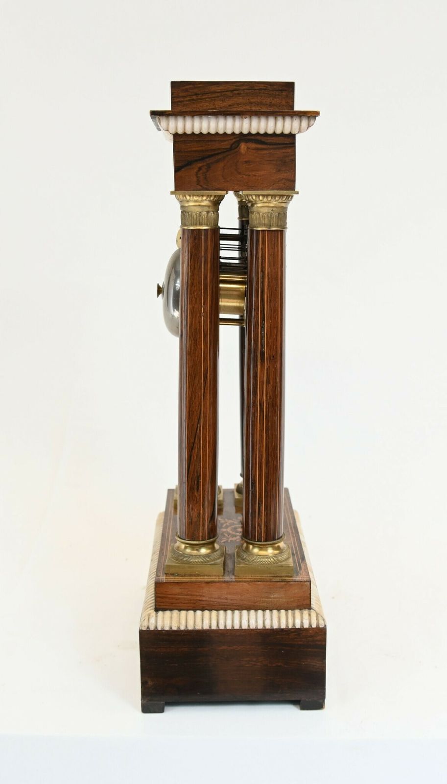 photo vinterior Charles X Portico Clock French Mantle Inlay 1810