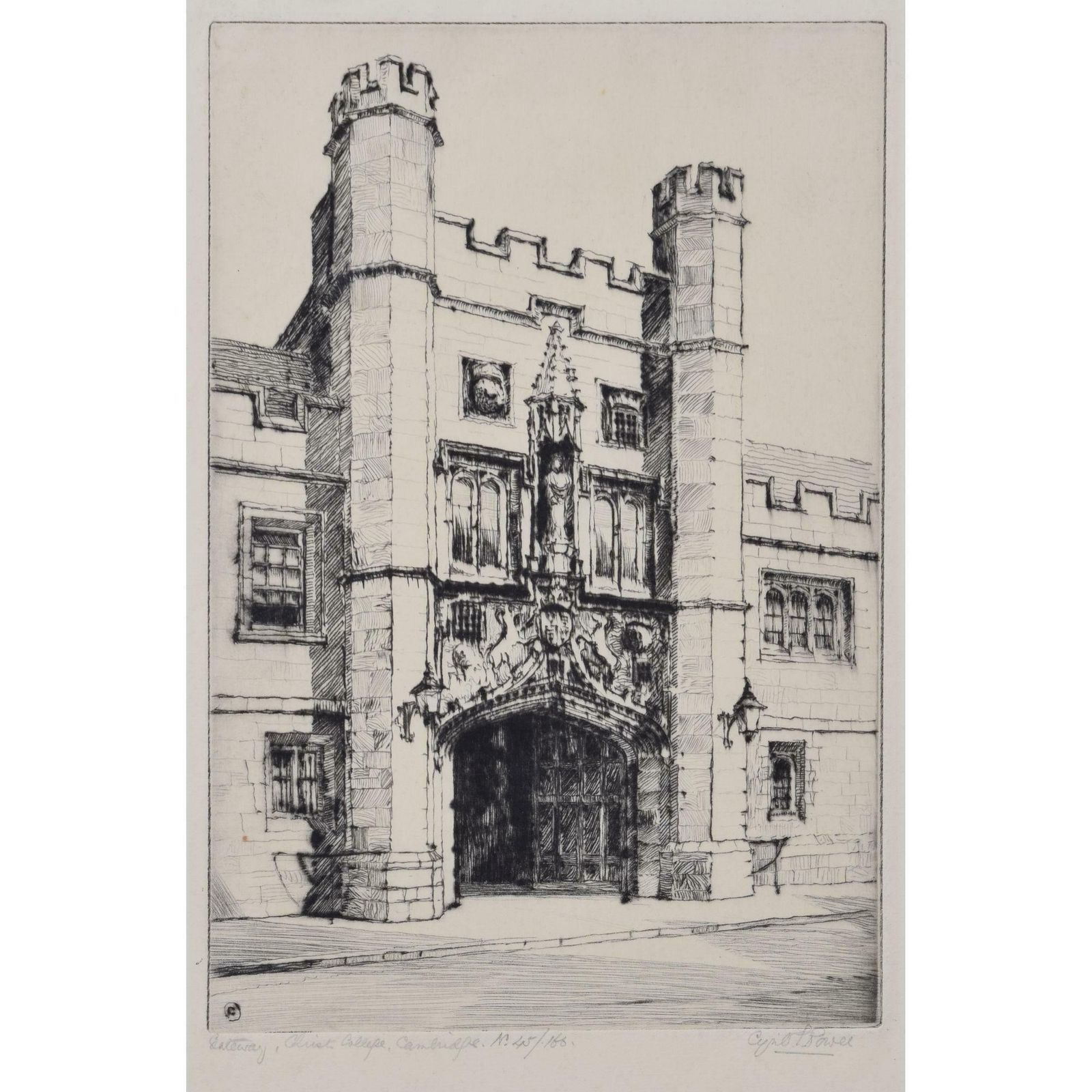 Cyril Power Christ's College, Cambridge Etching By Cyril Power