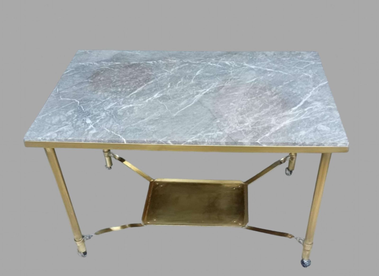 Mid Century Brass And Marble Side Table, Italian Or French, C.1950s