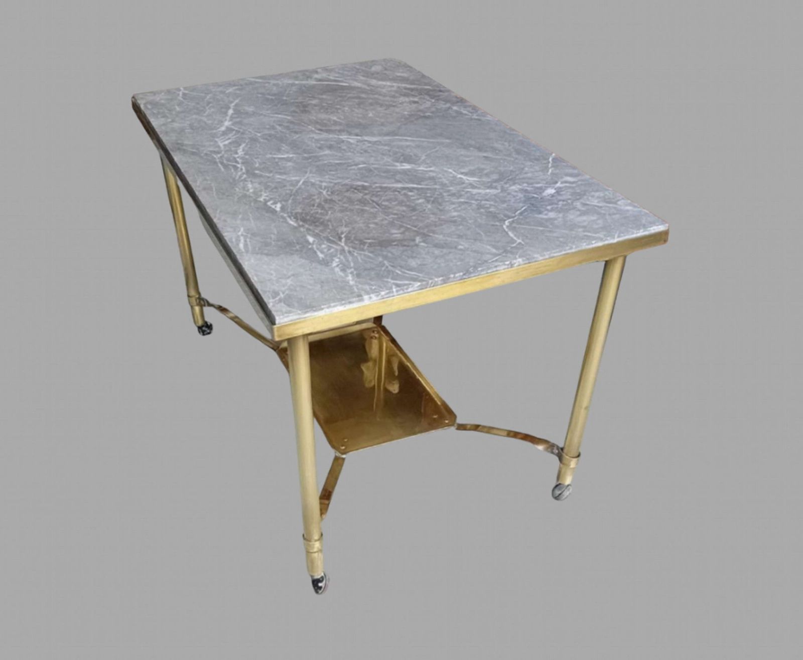 Mid Century Brass And Marble Side Table, Italian Or French, C.1950s photo for sale