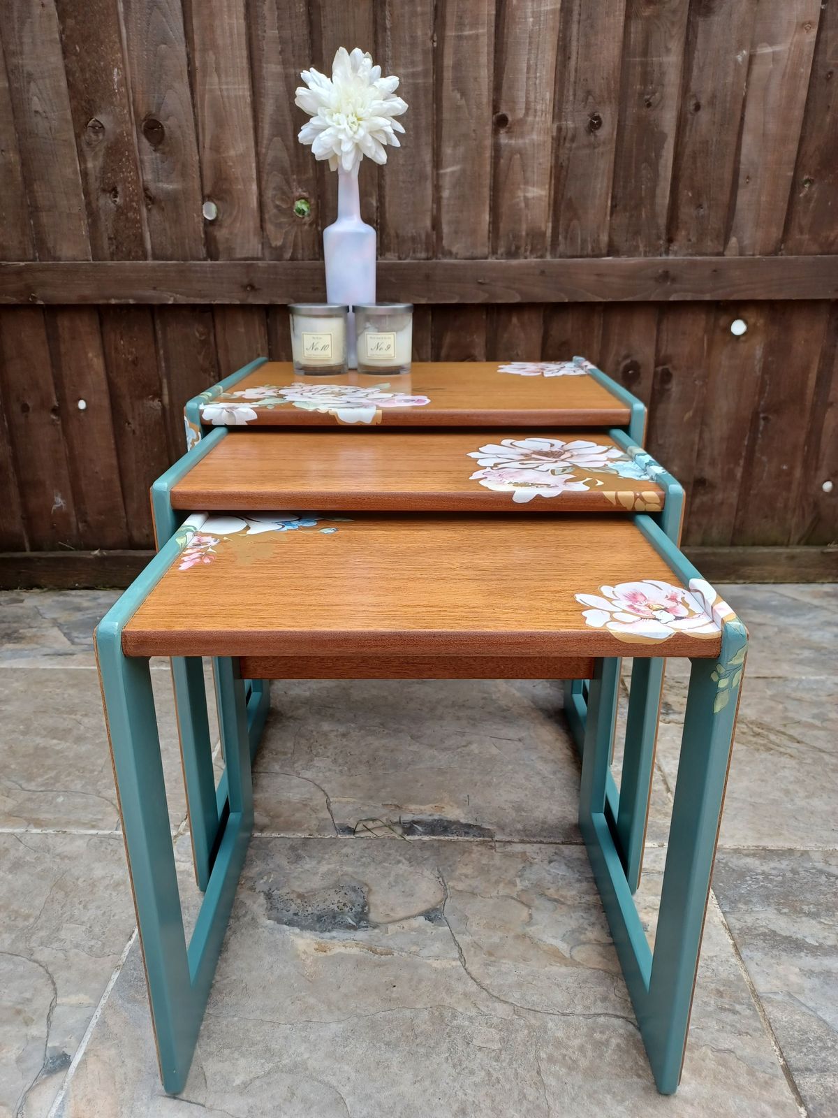 photo buy G Plan Nest Of Tables Upcycled Green And Natural Wood