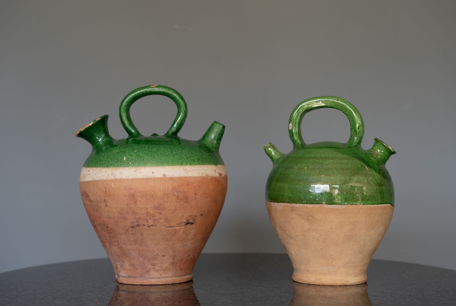 A Pair Of Antique French Glazed Jugs Or Pots photo for sale